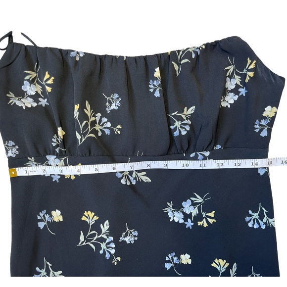 Abercrombie & Fitch Black Floral Midi Slit Dress, Spaghetti Straps - Size Medium - Picture 6 of 12